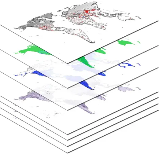 Figure 2: Layers of various geospatial maps
